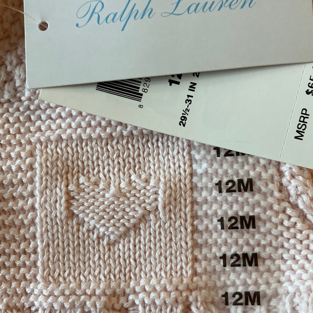 NWT Ralph Lauren Baby Pink Knit Hooded Sweater Size 12 Months - Picture 7 of 16